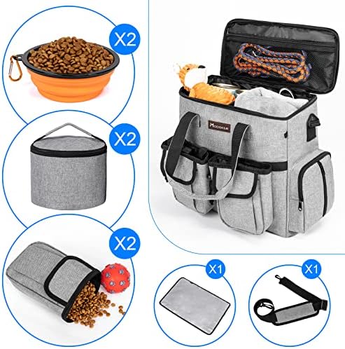 Dog Travel Bag, Airline Approved Pet Travel Bag with 2 Dog Treat Training Pouches for Weekend Pet Travel Supplies & Accessories, Light Grey - Image 3