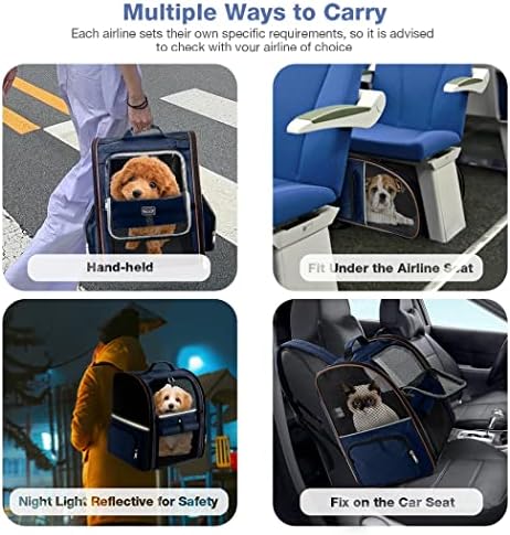 Large Cat Backpack Carrier Expandable Pet Carrier Backpack for Small Dogs Medium Cats Fit Up to 18 Lbs, Dog Backpack Carrier, Foldable Puppy Backpack Carrier for Travel, Hiking,Blue - Image 5