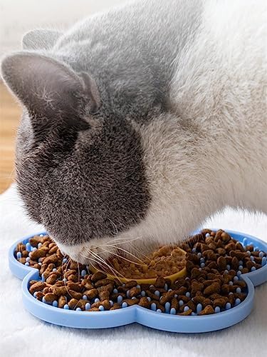 QWINEE Lick Mat for Dogs Cats Flower Shaped Pet Slow Feeder Dog Cat Puppy Bowl Lick Pad for Dog Fun Alternative to Slow Down Eat for Small Medium Large Dogs Blue one-Size - Image 5