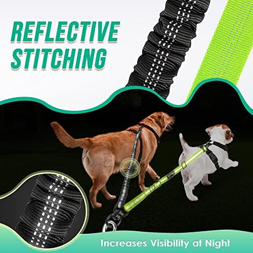 AUTOWT Two Dog Lead, 2 in 1 Upgraded Double Dog Leash Attachment Combine Adjustable Strap and Shock Absorbing Bungee No Tangle Dual Training Splitter for Different Size Dogs - Image 5