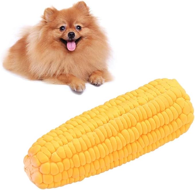 BWESOO Yellow Pet Dog Puppy Latex Corn Shape Squeaky Bite-Resistant Interactive Play Chew Toy Pet Supplies Dog Toy Corn Squeak Toys