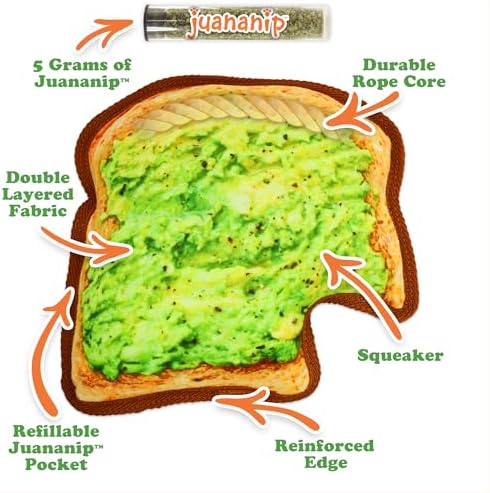 Doggijuana Tuffer Chewer Dog Toy, Avocado Toast | Plush, Squeaky - Image 3