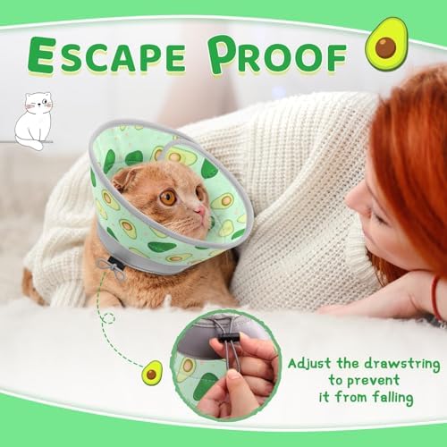 Cat Cone Collar Soft to Stop Licking, Adjustable, Foldable Lightweight Kitten Cones After Surgery Recovery for Cats & Kittens, Cat Cone Alternative, Easy Eating (Avocado Green, M) - Image 6
