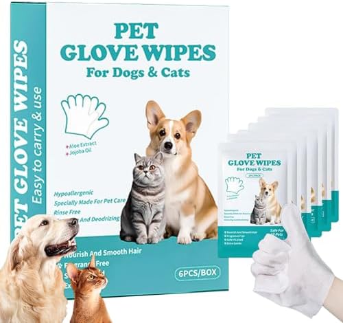 6 Pcs Individually Wrapped Dog Glove Wipes for Paws, Butt, Ears & Eyes by Unknown