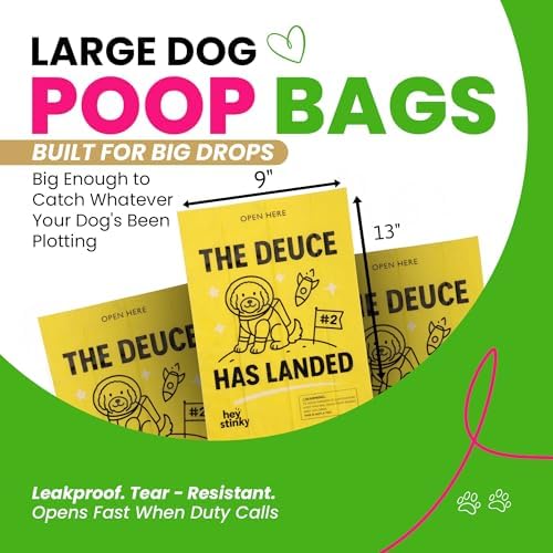 Dog Poop Bags 120 Count – Leakproof, Extra Thick & Easy Open | Unscented Plant-Based PLA + PBAT, Fits All Dispensers | Funny Hey Stinky Design – Proudly Supporting Service & Therapy Dogs - Image 3