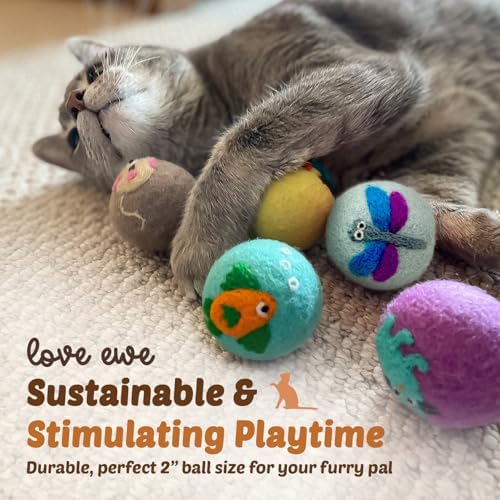 Love Ewe Wool Cat Toys 3 Pack, 2-inch Dragonfly & Butterfly - Image 4