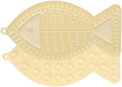 Fish-Shaped Cat Slow Feeders Lick Mat Fun Alternative to a Slow Feed Cat Bowl or Dish Perfect for Food, Treats and Anxiety Reduction (Yellow)