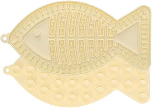 Fish-Shaped Cat Slow Feeders Lick Mat Fun Alternative to a Slow Feed Cat Bowl or Dish Perfect for Food, Treats and Anxiety Reduction (Yellow)