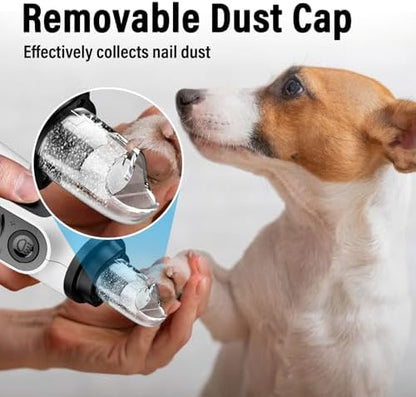 Casfuy Smart 6-Speed Dog Nail Grinder - 50% More Power Pet Nail Grinder with 2 LED Lights Quiet Rechargeable Electric Dog Nail Trimmers File Toenail Grinder for Large Medium Small Dogs & Cats (White) - Image 6