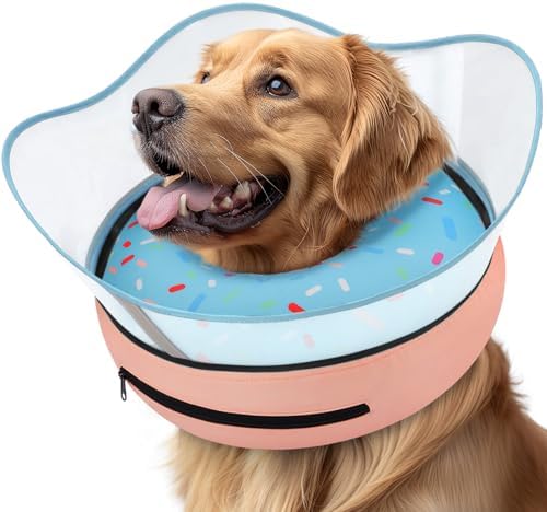 Supet Raised Inflatable Dog Cone Collar to Stop Licking, Soft Dog Cone Alternative After Surgery, Doggie Neck Donut Collar for Small Medium Large Dogs by Supet