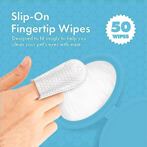 Petkin Fingertip Eye Wipes for Dogs and Cats, 50 Finger Wipes - Slip-On, Snug Fit, Micro-Bristle Fabric - Cleans Eye Area, Dirt and Tear Stains - Convenient, Ideal for Home and Travel - No Scent - Image 4