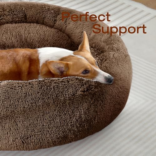 JOLLYVOGUE Dog Bed, Calming Anti-Anxiety Large Dog Bed, Fluffy Donut Cushion for Medium and Large Pets (27") - Image 2