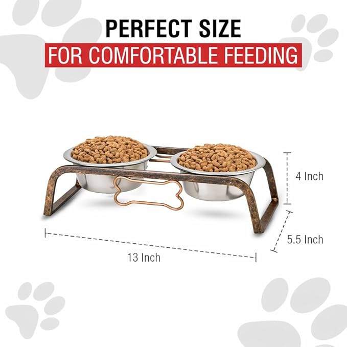 Loving Pets Elevated Dog Bowls – Raised Stainless Steel Dog Bowls with Steel Stand – Non-Skid, No Spill Feeder for Small, Medium & Large Dogs – Easy to Clean, Durable Raised Dog Feeding Station