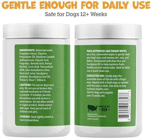 Pack Approved Finger Ear Wipes for Dogs with Aloe Vera & Eucalyptus - 50ct - Image 6