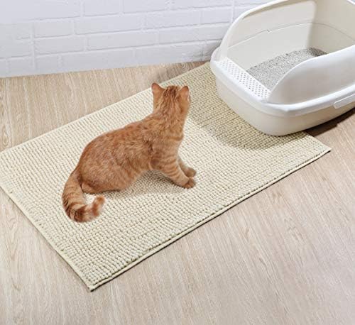 VIVAGLORY Cat Litter Mat Softgrip Litter Trapping Mat, 35"× 25", Beige - Image 6
