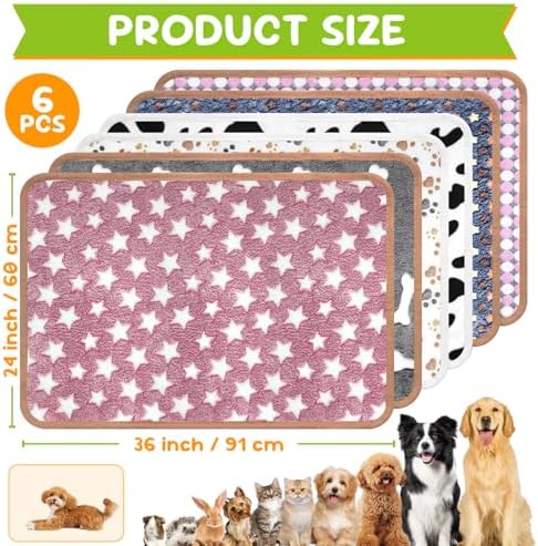 6 Pcs Dog Blanket Super Soft Pet Puppy Blankets Calming Dog Blankets for Small, Medium Large Dogs Warm Sleep Mat Washable Dog Blanket for Puppy Cat (36"×24") - Image 2