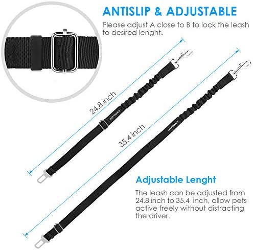 URPOWER Retractable Dog Seat Belt, Adjustable Safety Belt, 2 Pack - Image 5