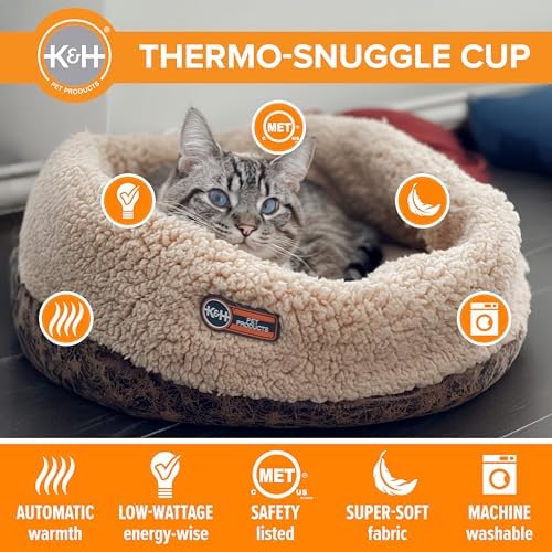 K&H Heated Cat Bed, Thermo-Snuggle Cup Bomber Indoor, Safety Listed, 18x14 - Image 3