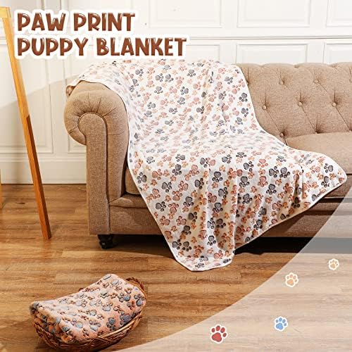 Tatuo 4 Pack Fleece Dog Blanket for Pet, Mixed Color, 40 x 63 Inch, Paw - Image 5