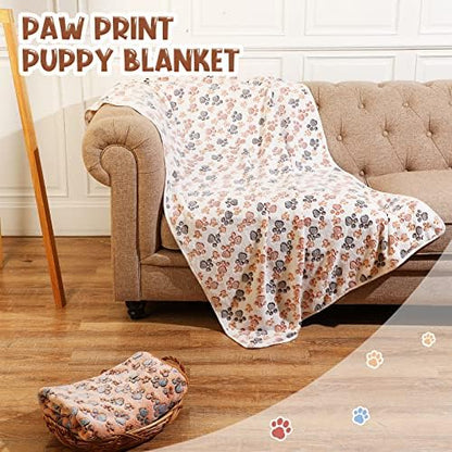 Tatuo 4 Pack Fleece Dog Blanket for Pet, Mixed Color, 40 x 63 Inch, Paw - Image 5