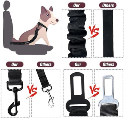 COOYOO Dog Seat Belt,Retractable Dog Car Harness Seat Belt for Car Adjustable Nylon Pet Safety Seat Belts Heavy Duty & Elastic Bungee Buffer - Image 6