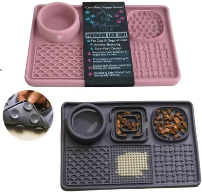 Silicone Dog & Cat Lick Mat with Strong Suction Cups – Anxiety Relief, Slow Feeder, Enrichment Toy for Bath & Grooming (Pink)