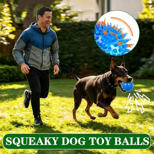 4.5″ Squeaky Dog Balls 4 Color Dog Toys Balls for Medium Large Dogs Pet Puppy Chew Toys for Teething No Odor Durable Spiky Balls for Teeth Cleaning and Training for Large Dogs (Large) - Image 4