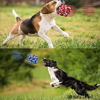 Pet Chew Toy, Knots Weave Cotton Rope, Biting Small Ball for Dogs & Cats, 3 in One Pack - Image 6