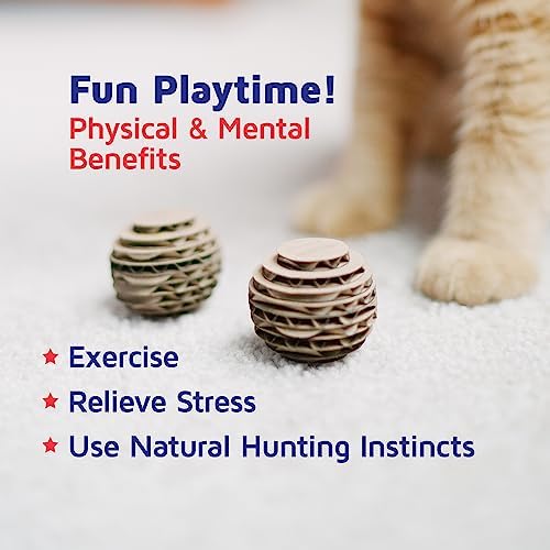 Cat Ball Toys by Americat – Made in USA – Safe Cardboard Cat Toys – for Interactive and Independent Play, Exercise & Stress Relief for All Breeds & Ages (Variety Pack of 3 Balls) - Image 6