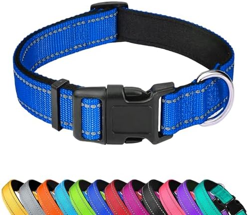 Reflective Dog Collar, Adjustable Soft Neoprene Padded,Navy Blue,XS by PWOD