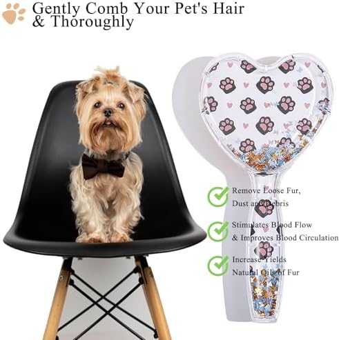 Small Soft Dog Grooming Brush, Pet Massage Hair Brush (Cute Paws) - Image 3