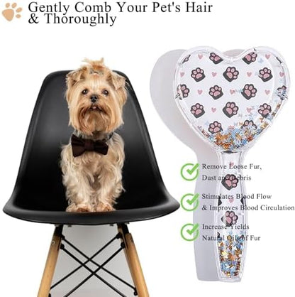 Small Soft Dog Grooming Brush, Pet Massage Hair Brush (Cute Paws) - Image 3