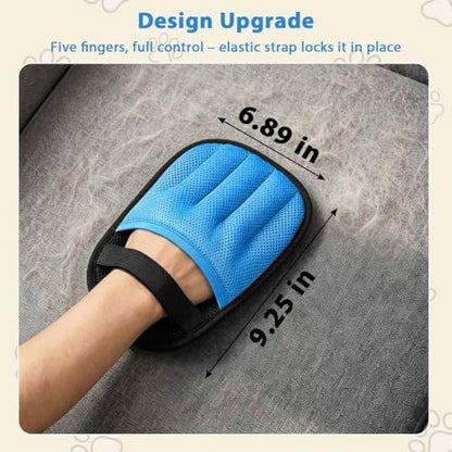 SUETT 2-Pack Pet Hair Removal Gloves, Reusable Five-Finger Grooming Gloves for Dogs and Cats, Removes Pet Hair from Clothes, Sofas, Carpets, and Car Seats, Blue - Image 2