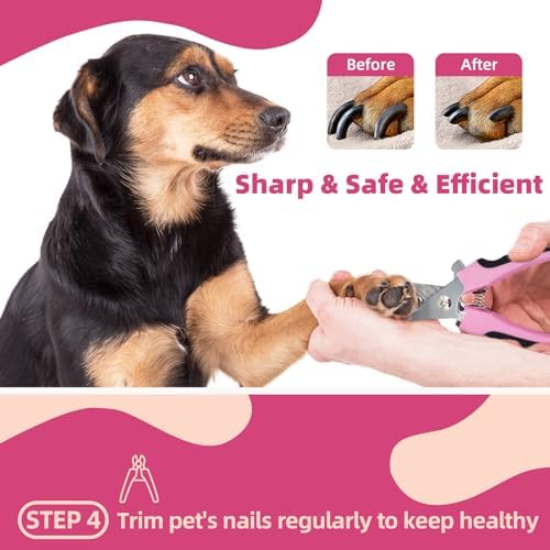 Pet Grooming Kit - 7 PCS Deshedding Brush Set with Slicker, Undercoat Rake, Bath Brush & Nail Clipper for Short & Long Haired Dogs, Cats (Pink) - Image 5