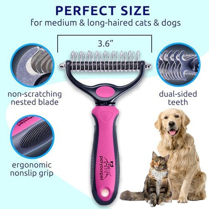 Pat Your Pet Deshedding Brush & Metal Comb Grooming Combo for Cats & Dogs - Image 6
