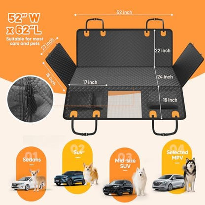 Dog Car Seat Cover for Back Seat,Hard Bottom Hammock Hold 400lbs For Cars - Image 5