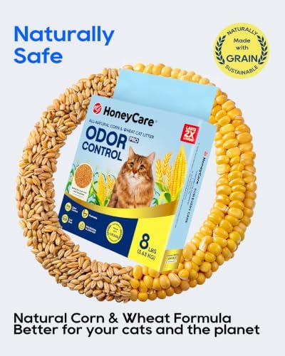 HONEY CARE All-Natural Corn & Wheat Clumping Cat Litter PRO, Flushable, Low Dust, Superior Odor Control, 24 lbs, 3-Pack - Image 4