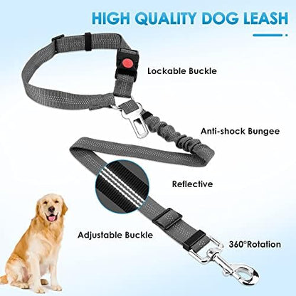 SlowTon Dog Seat Belt for Car, 2 Pack Dog Car Harness Seatbelt with Bungee - Image 5