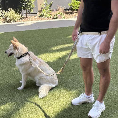 Shed Defender Hands Free Dog Leash Belt - Seen on Shark Tank - Attaches to All Leashes, Hands-Free Waist Belt for Walking, Running, Hiking, Adjustable one Size fits All, Designed in USA (Cream) - Image 2