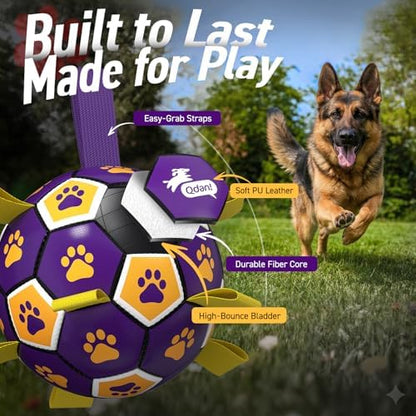 QDAN Extra Large Dog Toy Soccer Ball, Durable Dog Balls with Straps, 9 Inch - Image 5