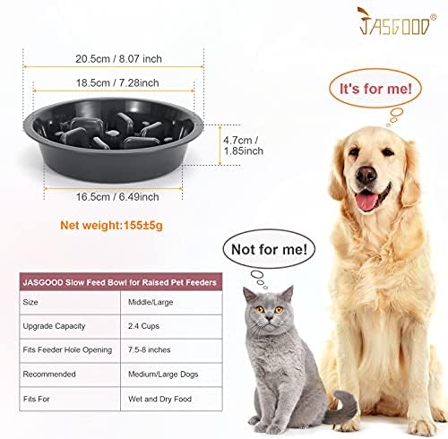 JASGOOD Dog Slow Feeder Bowl - Reduce Slip Puzzle Bowl for Elevated Pet Feeders - Interactive Bloat Stop Dog Dishes - Dark Gray, Fit Opening 7.5"-8" - Image 3