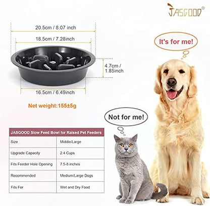 JASGOOD Dog Slow Feeder Bowl - Reduce Slip Puzzle Bowl for Elevated Pet Feeders - Interactive Bloat Stop Dog Dishes - Dark Gray, Fit Opening 7.5"-8" - Image 3