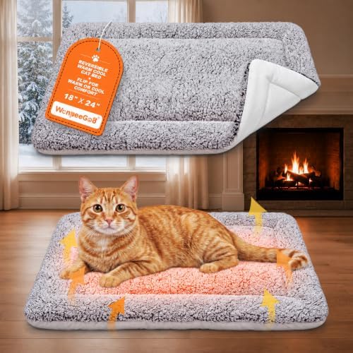 Self Warming Cat Bed, Reversible Cooling Mat for Cats, Gray, 18 x 24 Inches by WanpeeGoo