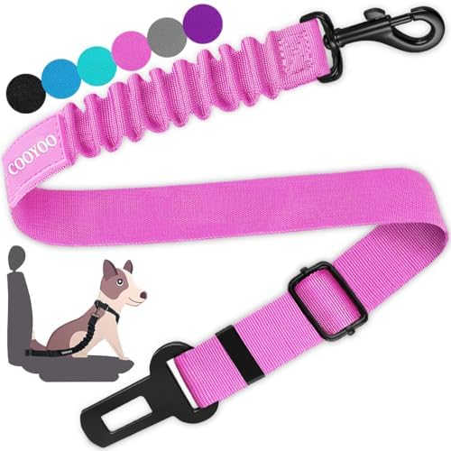 COOYOO Dog Seat Belt, Durability Retractable Dog Car Harness Adjustable Dog Seat Belt for Vehicle Nylon Pet Safety Seat Belts Heavy Duty & Elastic by COOYOO