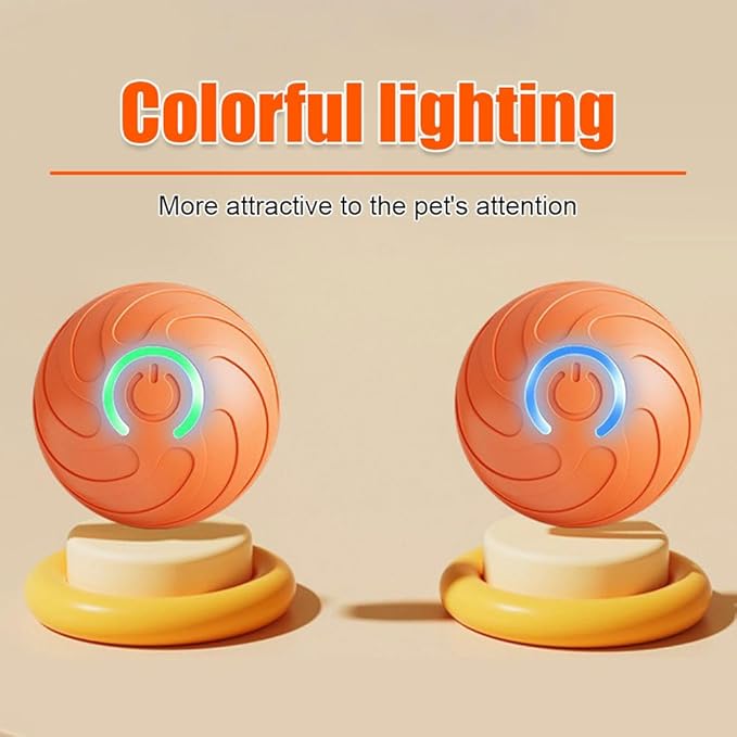 MiOYOOW Interactive Dog Toy, Automatic Dog Bounce Balls with Colorful Light USB Charging Pet Rolling Ball for Dogs Playing Training