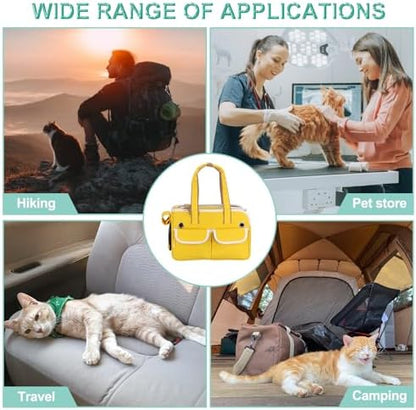Cat Carrier for Pet, Adjustable Shoulder Strap, Breathable Dog Carrier Cat Carrying Case Animal Travel Bag Up to 16.5 lbs (Yellow), Intended for Hiking/Camping/Traveling - Image 7
