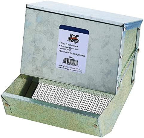 Pet Lodge® Small Animal Feeder with Lid and Sifter Bottom | Outdoor Gravity Feeder for Rabbits, Ferrets and Other Small Animals | Heavy Duty and Durable by PetLodge