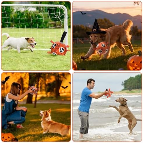 Diman Halloween Dog Toys, 7 Inch Dog Balls, Dog Soccer Ball with Straps - Image 3