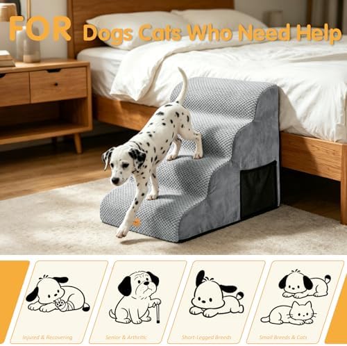 Topmart High Density Foam Dog Stairs 4 Tiers,Extra Wide Deep Pet Steps - Image 6