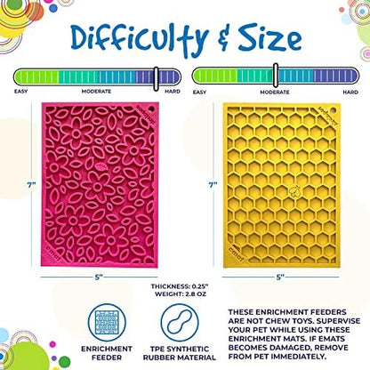 SodaPup Flower Power & Honeycomb eMat Bundle – Durable Lick Mat Feeder Made in USA from Non-Toxic, Pet-Safe, Food Safe Rubber for Avoiding Overfeeding, Digestive Health, Calming, & More - Image 5